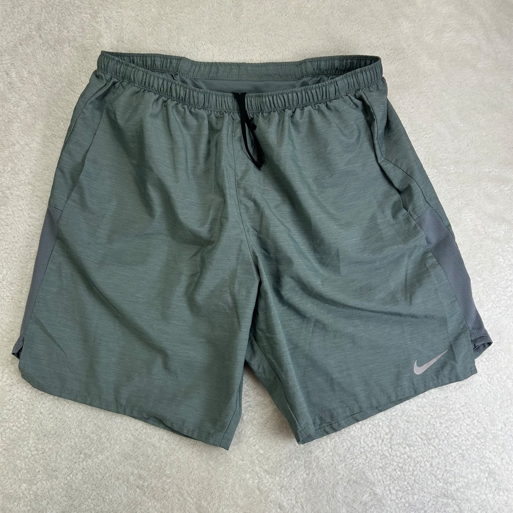 Nike Challenger Training Shorts Mens XL Green Dri-Fit Elastic Drawstring Waist